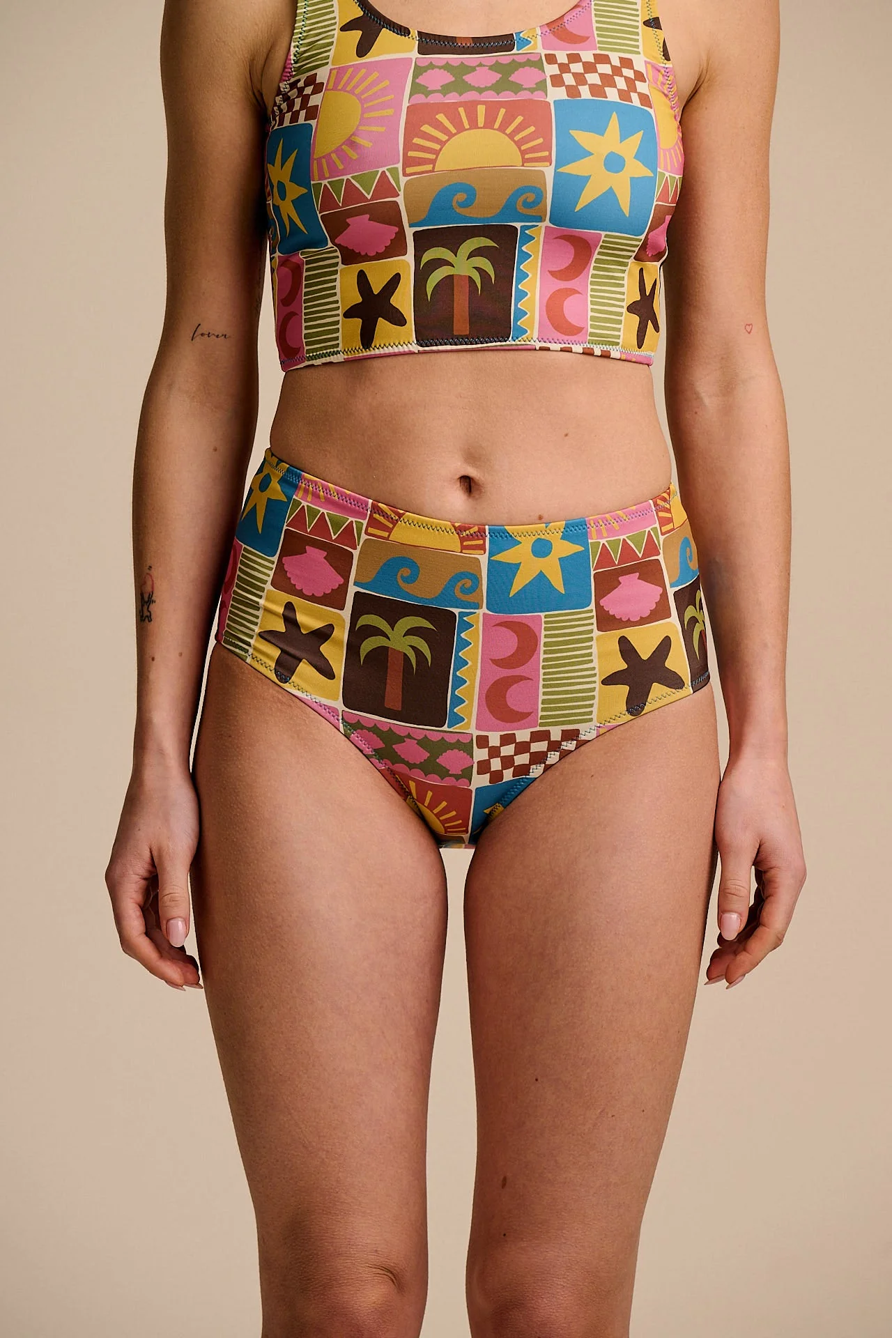 Bronte - High Rise Bikini Bottoms in Coastal Tile - Image 2