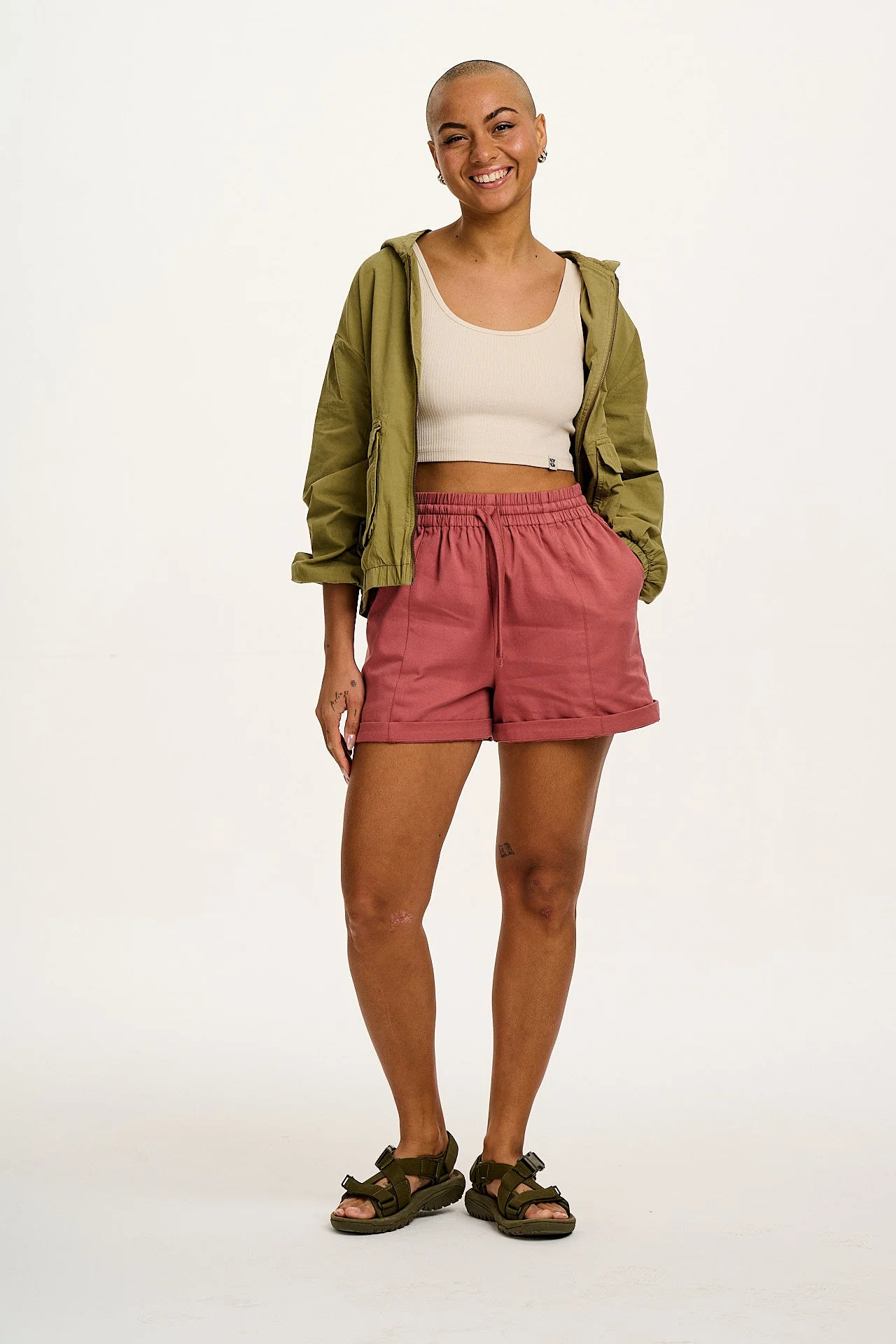 Charlie - Cotton Shorts in Dusky Pink - Image 3