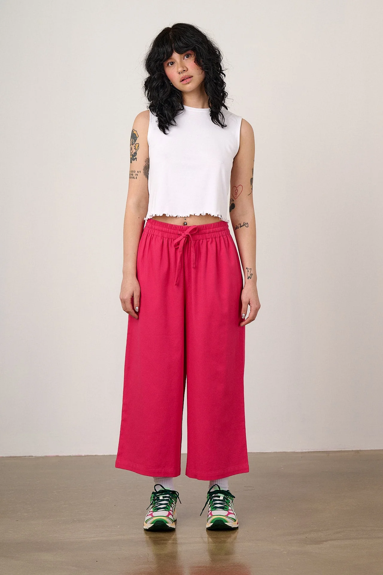 Chuck - Cotton Trousers in Fuchsia Rose - Image 3