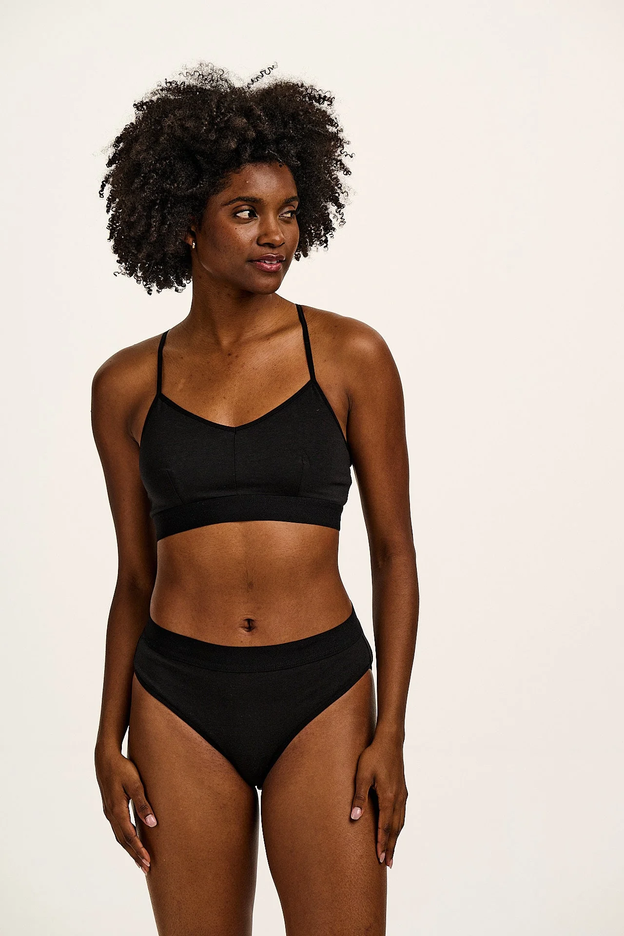 Cora - Cotton & Bamboo Bikini Pant in Black - Image 7