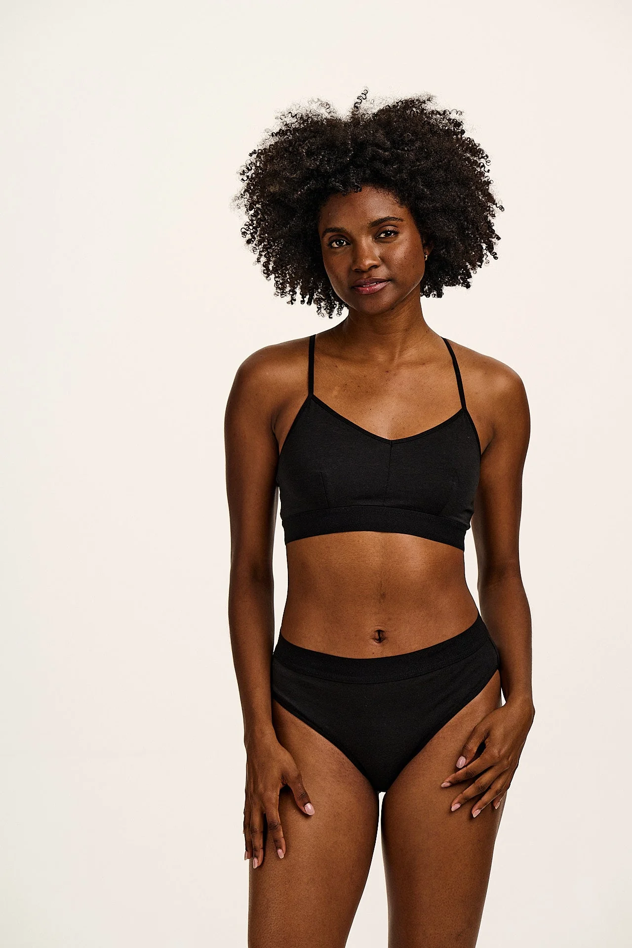 Cora - Cotton & Bamboo Bikini Pant in Black - Image 8