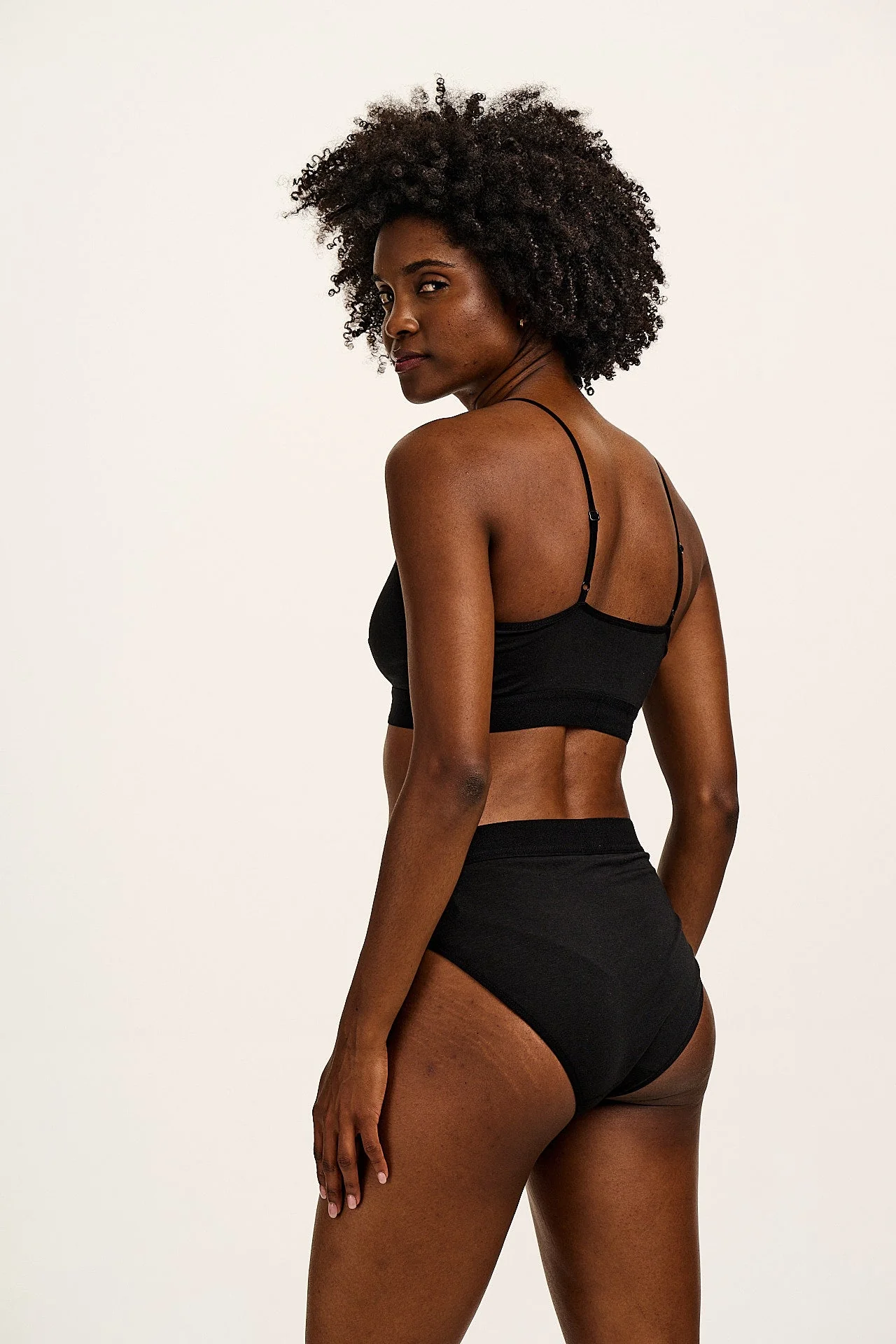Cora - Cotton & Bamboo Bikini Pant in Black - Image 9