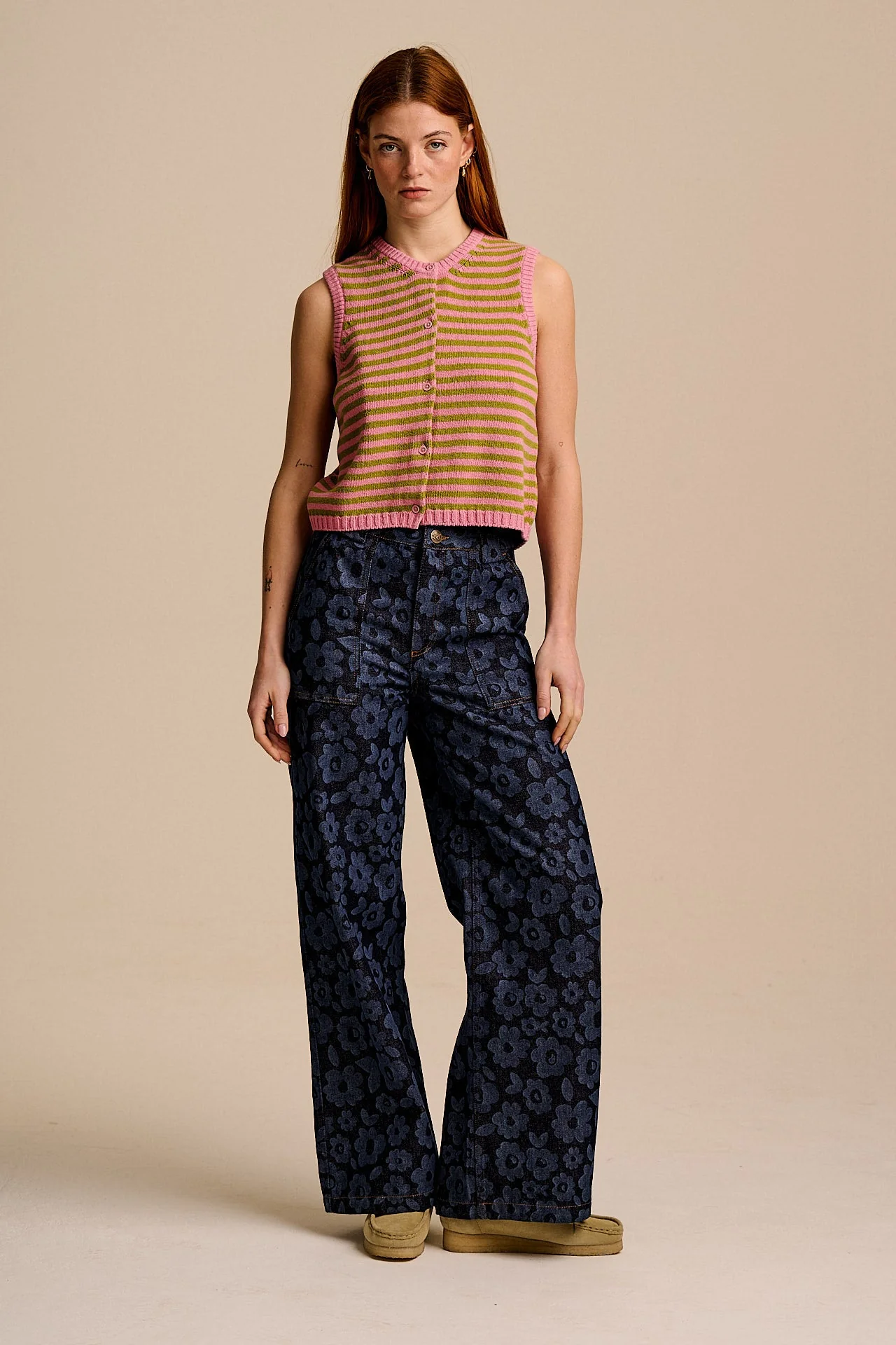 Delores - Wide Leg Denim Jeans in Indigo Vida Floral - Image 11