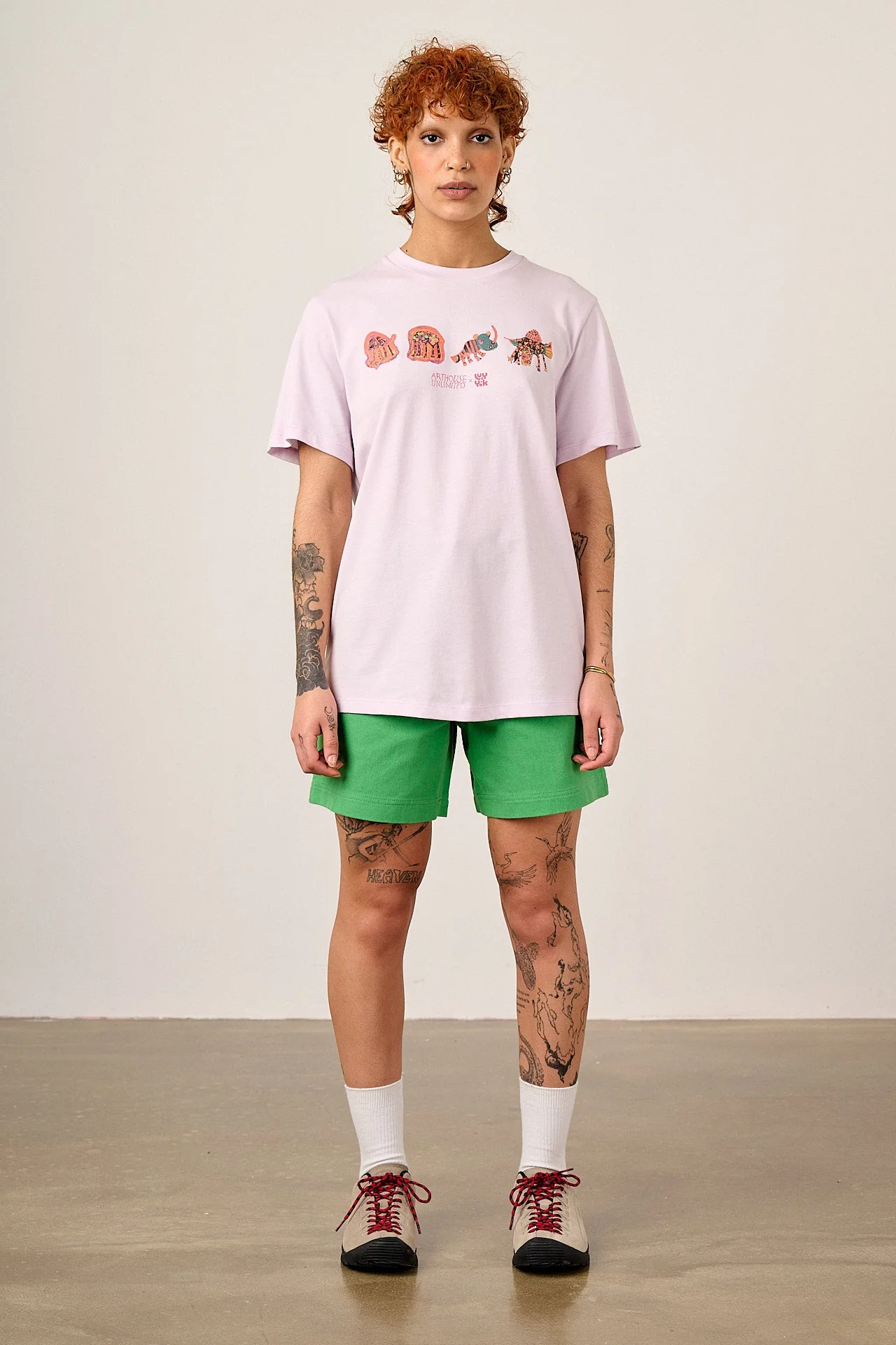 L.E Denver - Cotton T-Shirt in Arthouse & Yak: Lilac Fantasy Animals - Image 3
