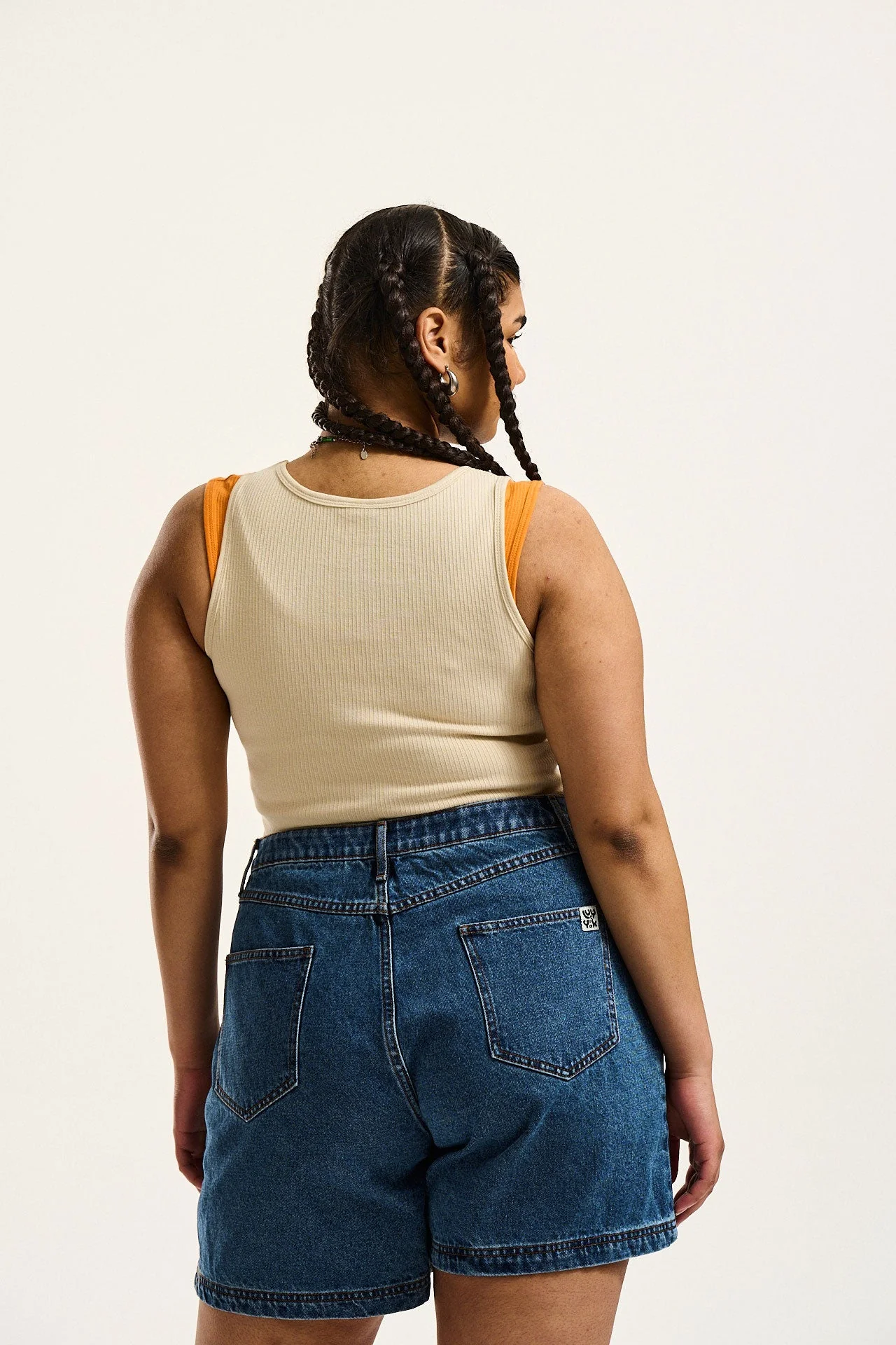 Lexi - High Waist Denim Shorts in Mid Wash Blue - Image 11