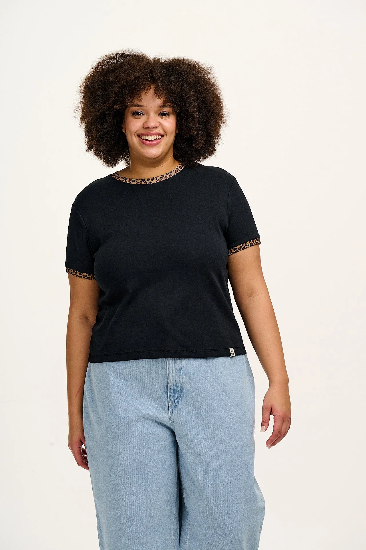 Maya - Cotton Tee in Black Leopard Print - Image 6