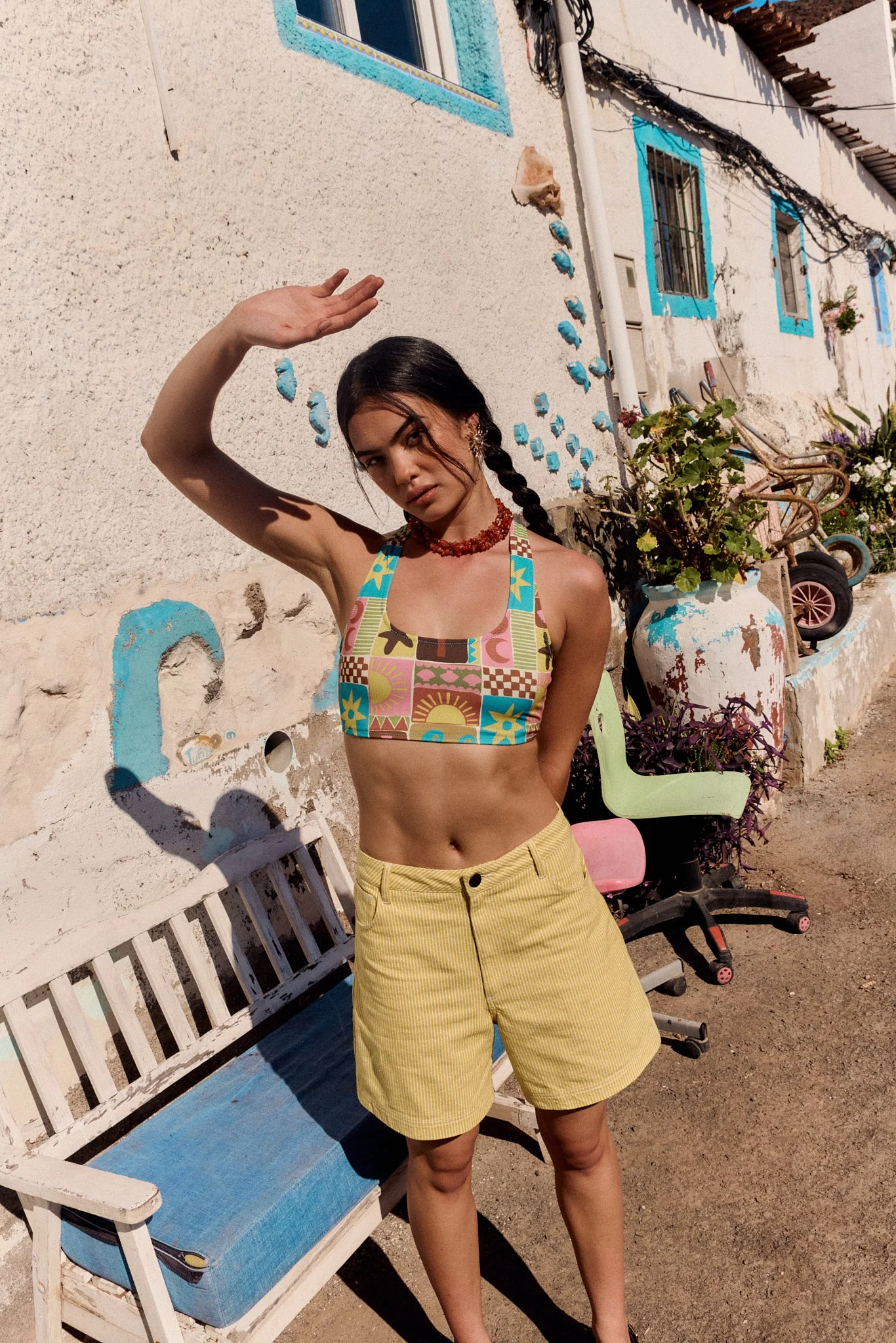 Morella - Racerback Bikini Top in Coastal Tile - Image 6