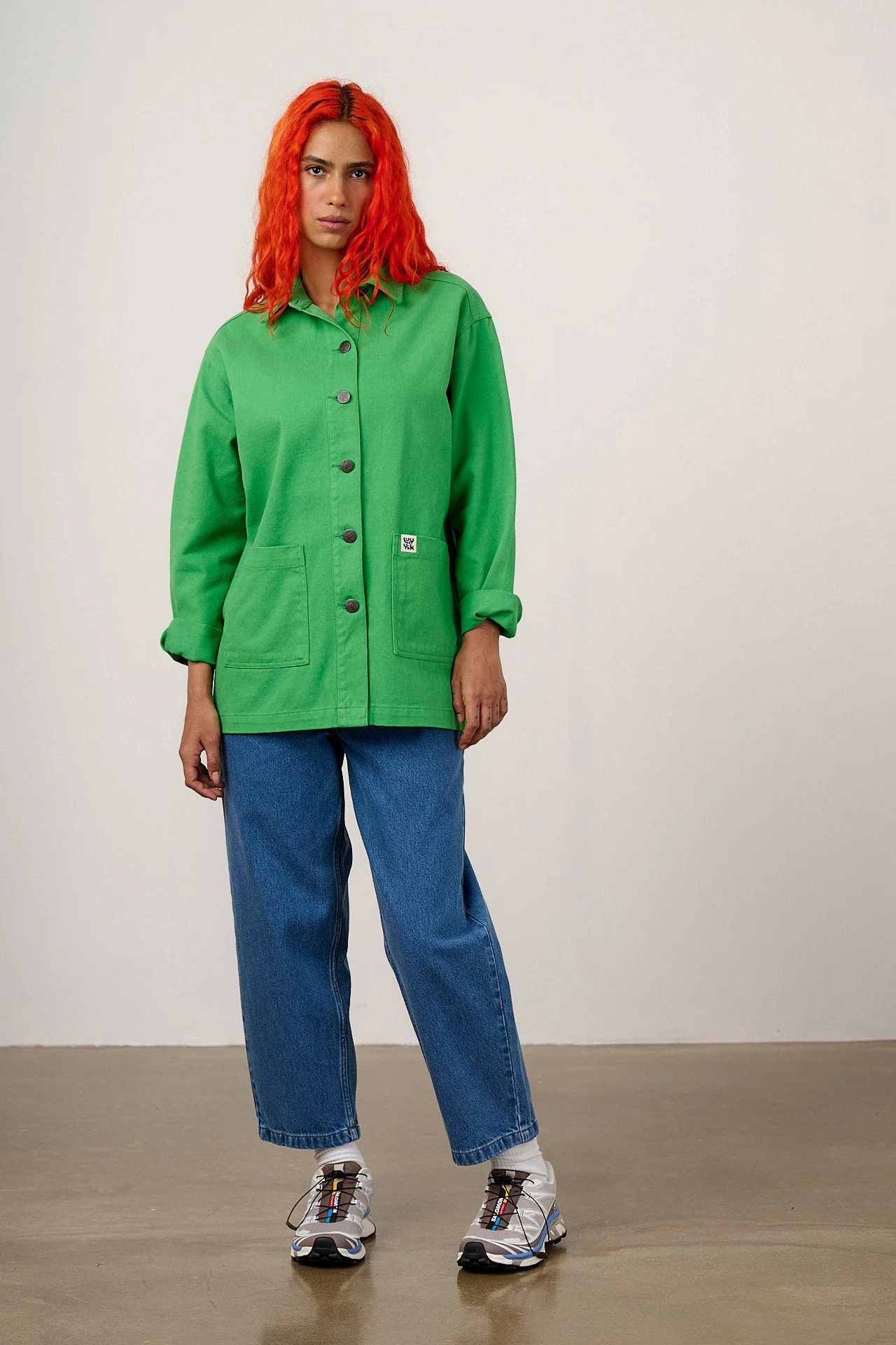 Olly - Cotton Jacket in Kelly Green - Image 3