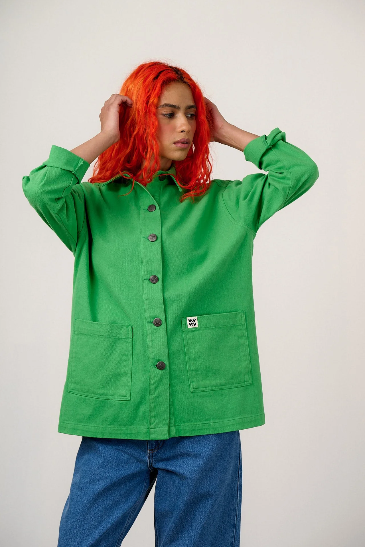 Olly - Cotton Jacket in Kelly Green - Image 5