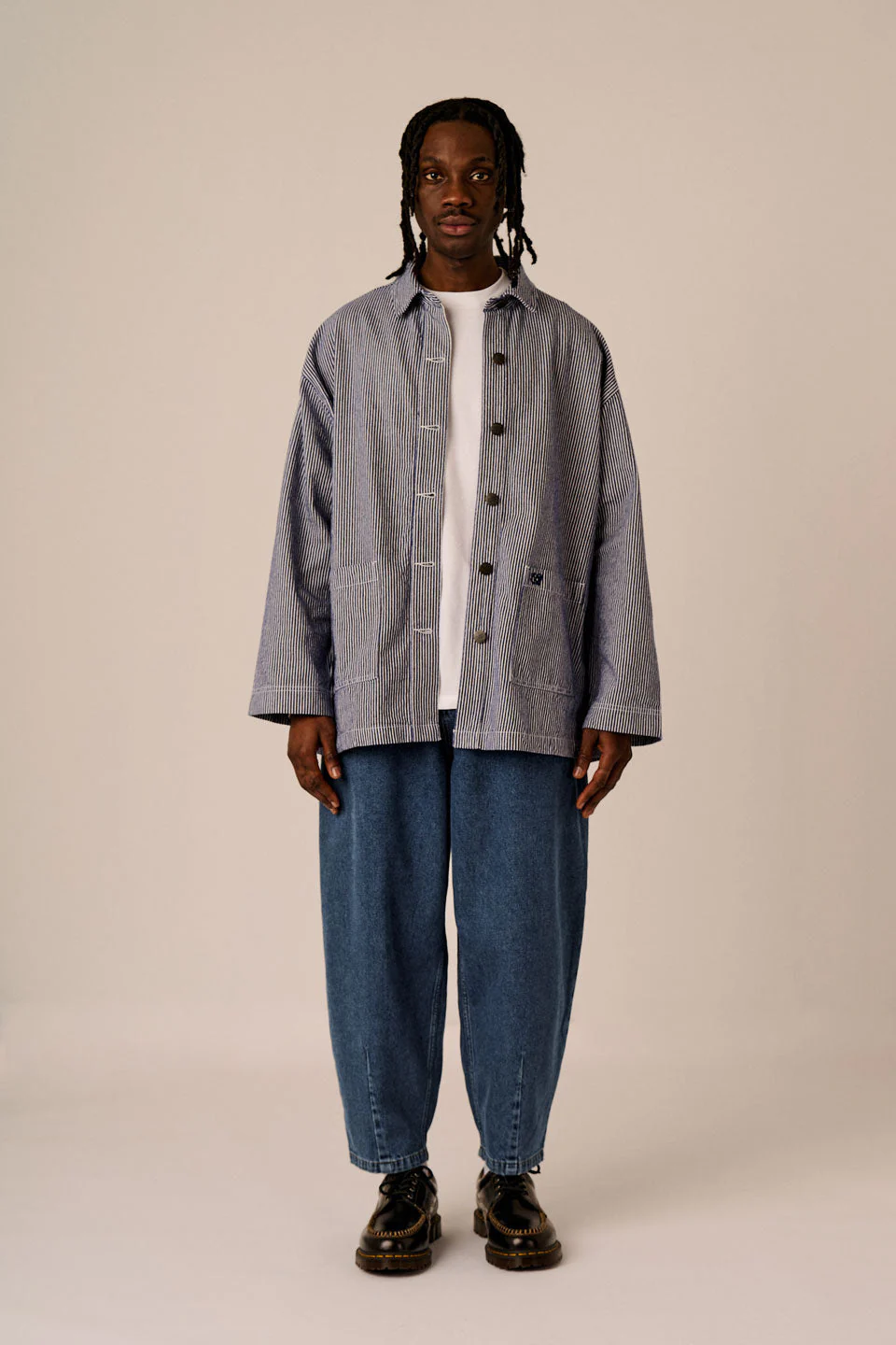 Olly - Cotton Jacket in Navy Stripe - Image 6