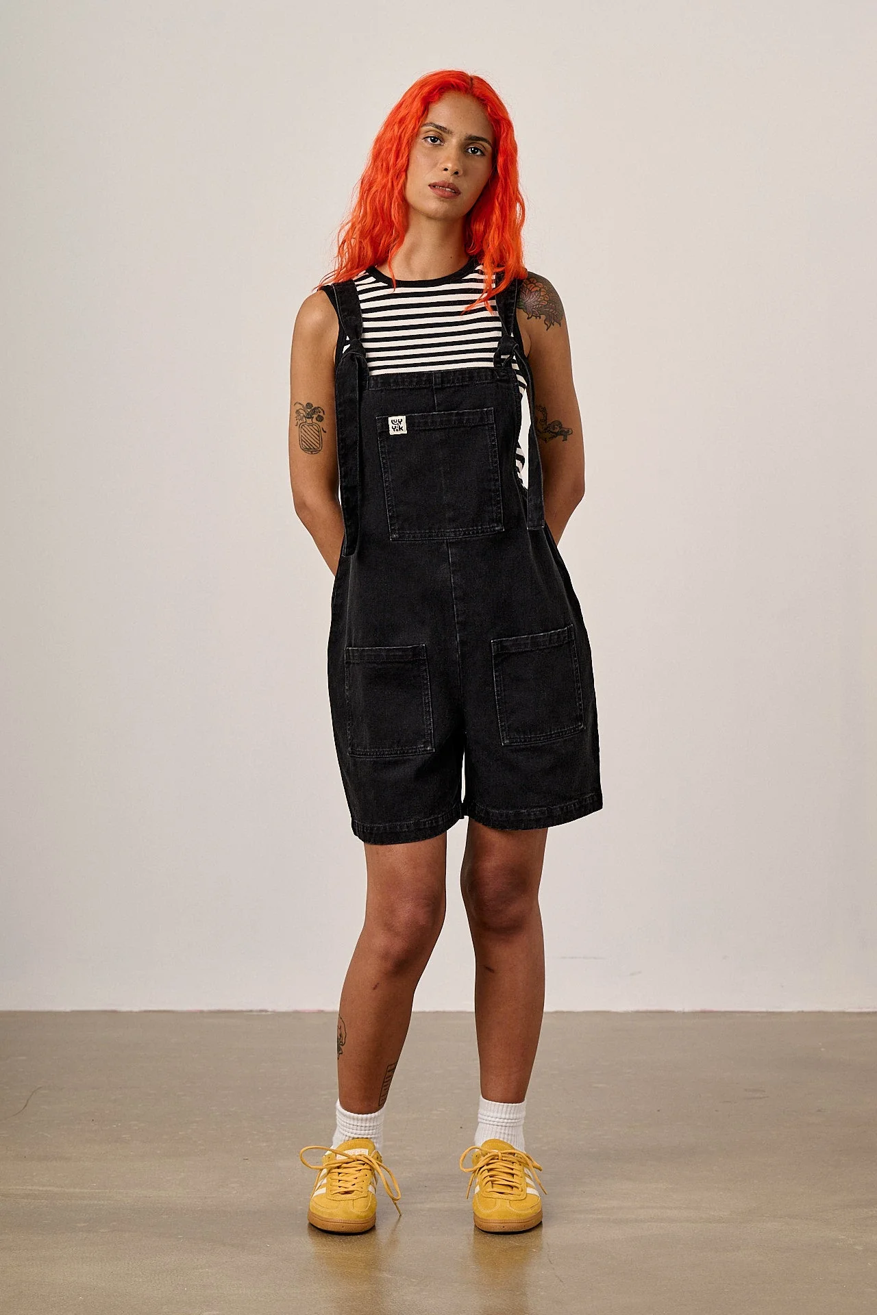 Original Shorts - Denim Dungarees Shorts in Washed Black - Image 3
