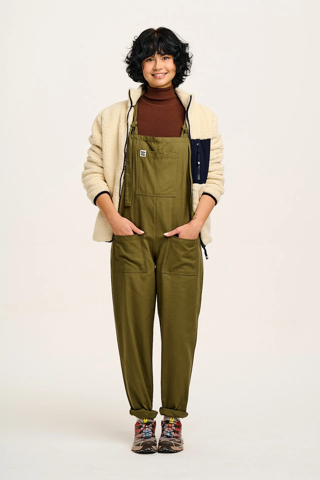 Original - Cotton Dungarees in Dark Olive - Image 5
