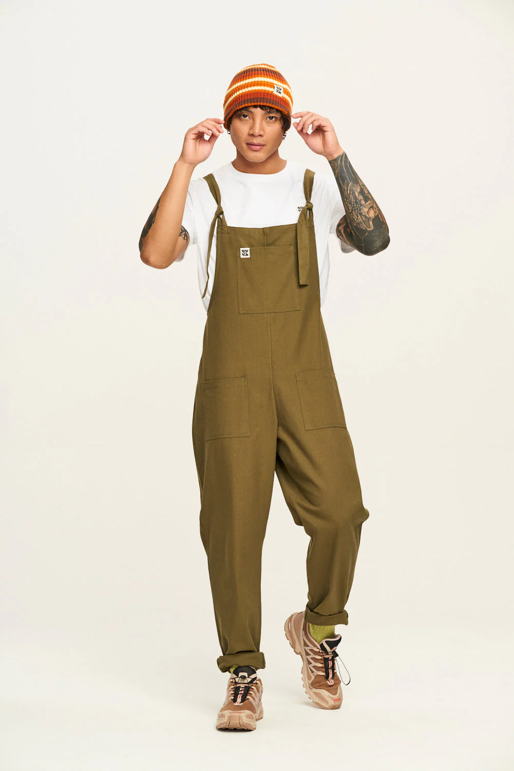 Original - Cotton Dungarees in Dark Olive - Image 6
