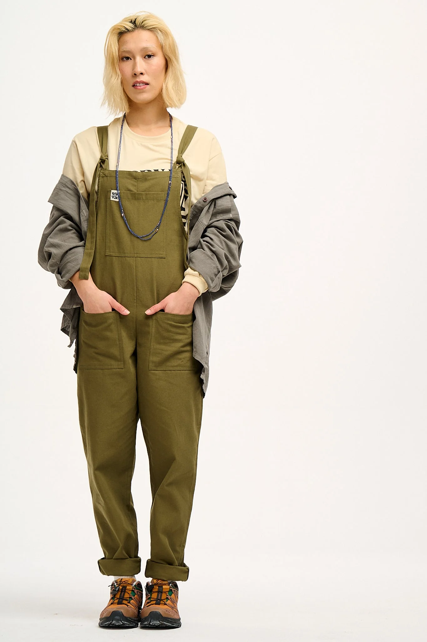 Original - Cotton Dungarees in Dark Olive - Image 9