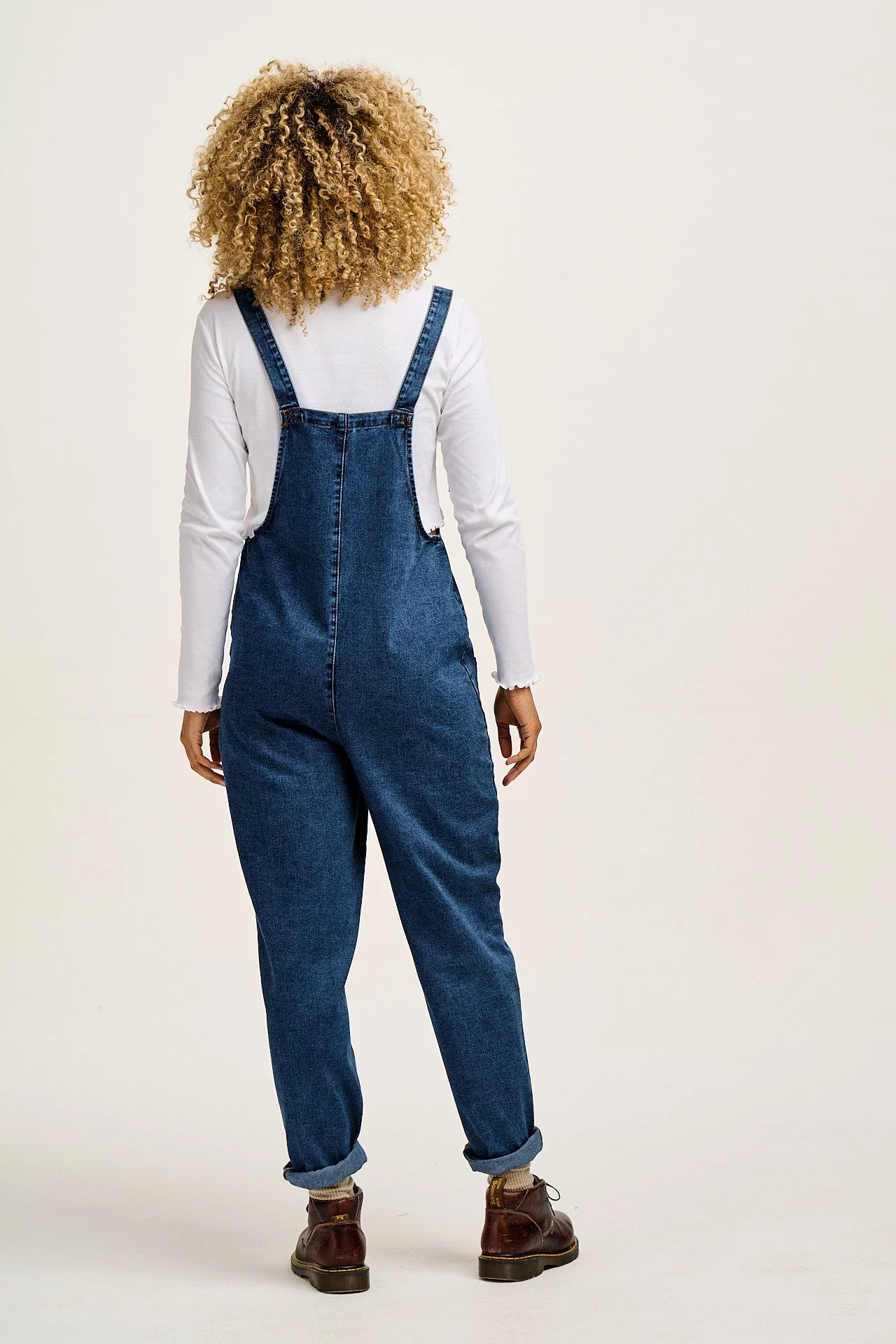 Original - Denim Dungarees in Mid Wash Blue - Image 11