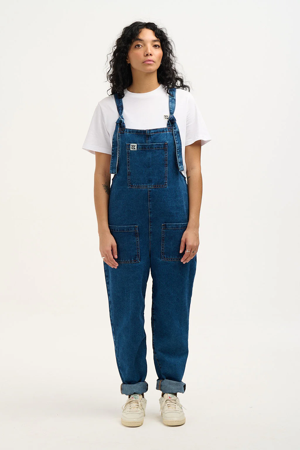 Original - Denim Dungarees in Mid Wash Blue - Image 14