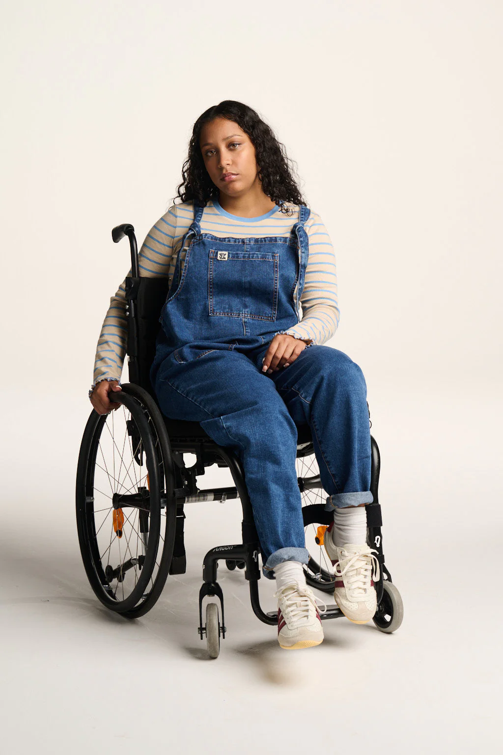 Original - Denim Dungarees in Mid Wash Blue - Image 3