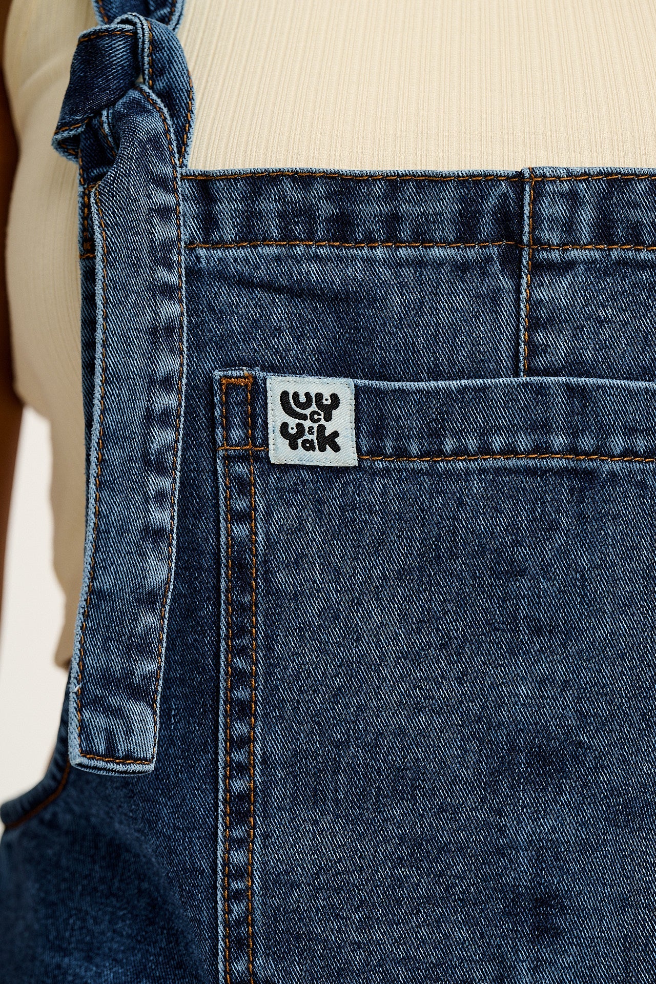 Original - Denim Dungarees in Mid Wash Blue - Image 5