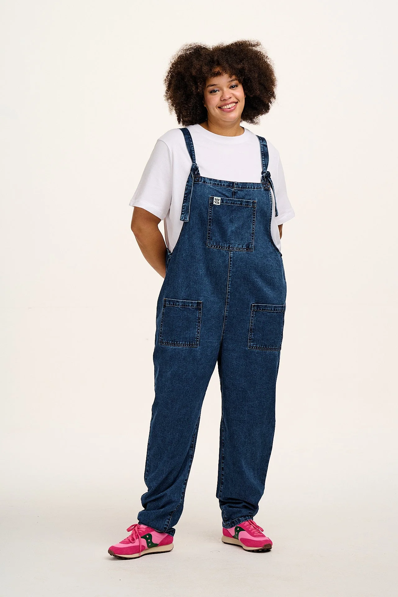 Original - Denim Dungarees in Mid Wash Blue - Image 6