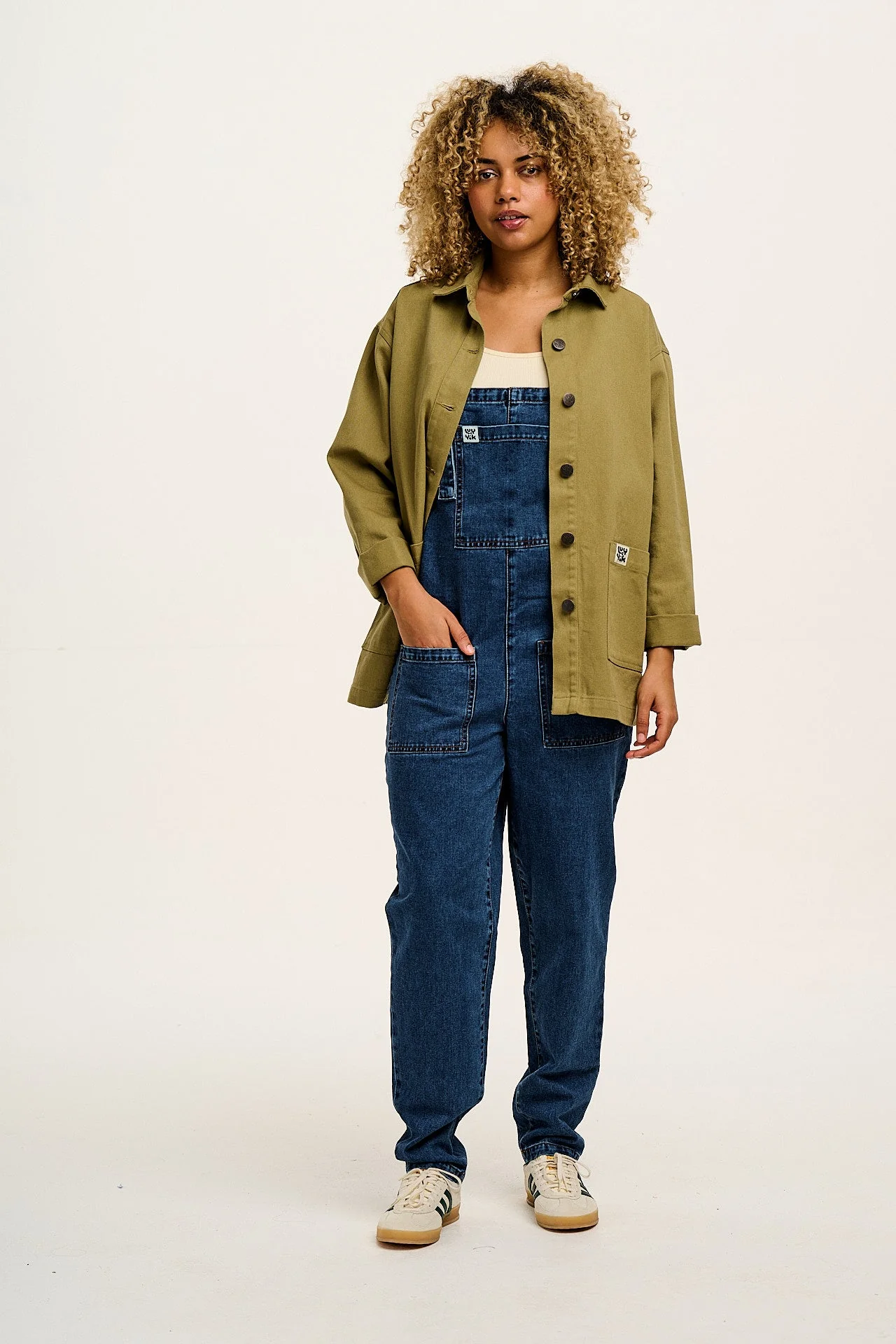 Original - Denim Dungarees in Mid Wash Blue - Image 7