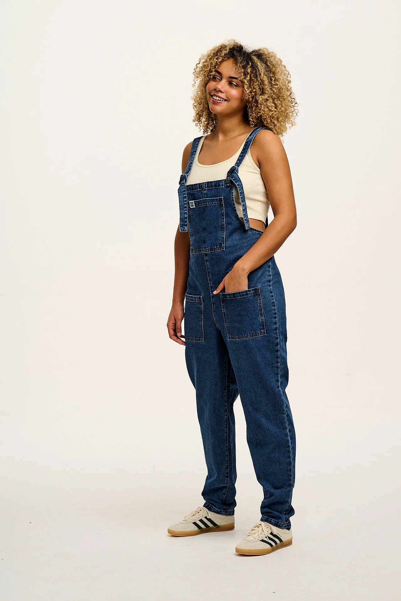 Original - Denim Dungarees in Mid Wash Blue - Image 8