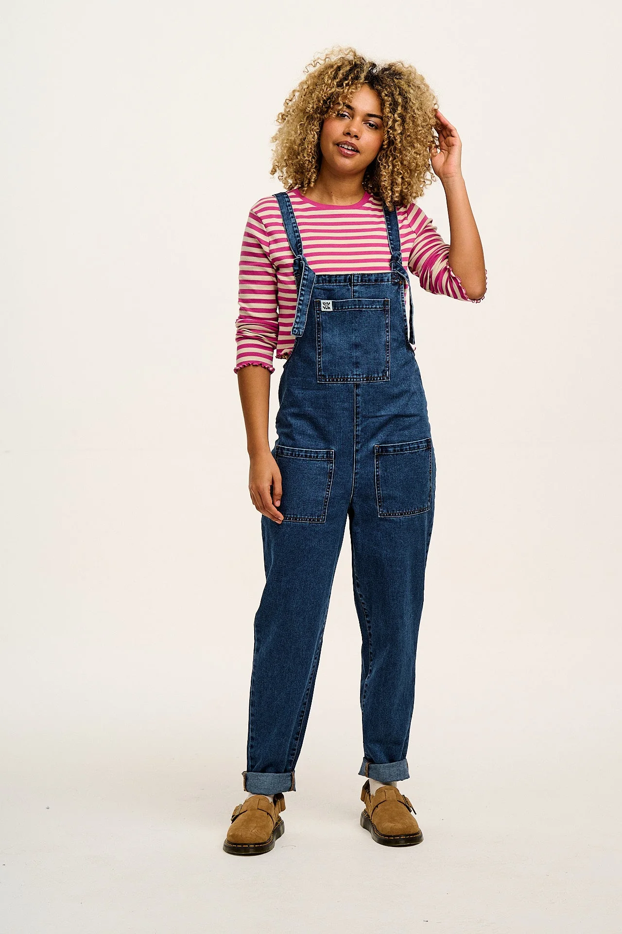 Original - Denim Dungarees in Mid Wash Blue - Image 9