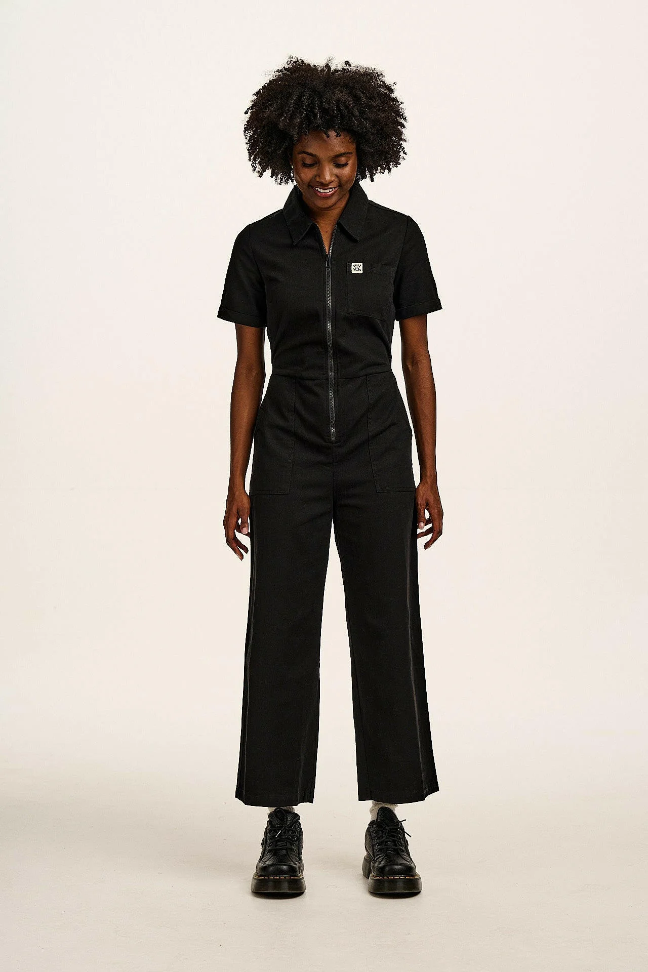 Ragan - Cotton Jumpsuit in Black - Image 3