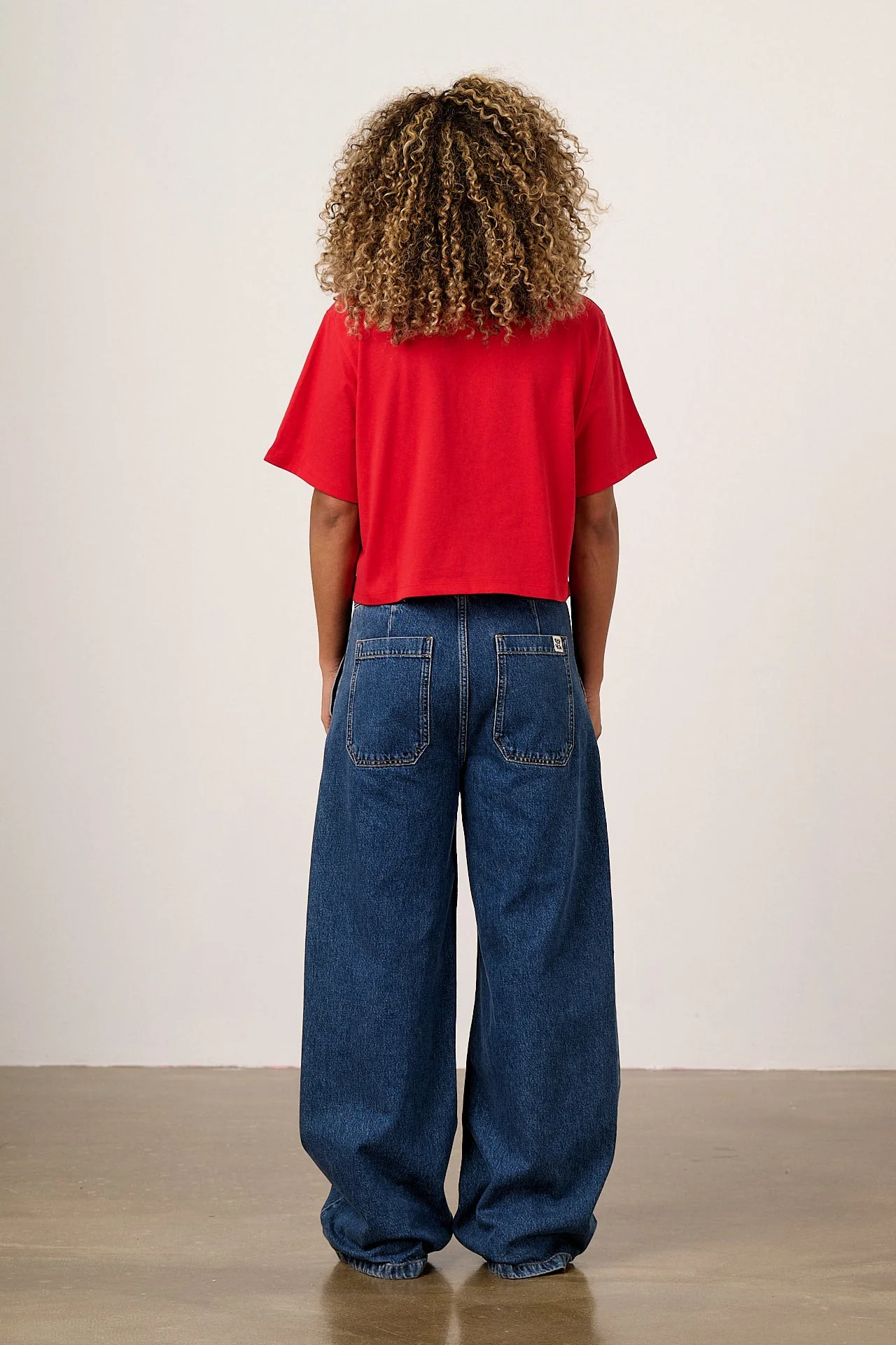 Zayla - Cotton Cropped Boxy T-Shirt in True Red - Image 5